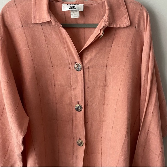 Linen salmon button up size L - Picture 4 of 4